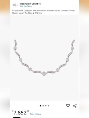 14kt WG Love Brand White Gold Natural Diamond Flower Cluster Tennis Necklace